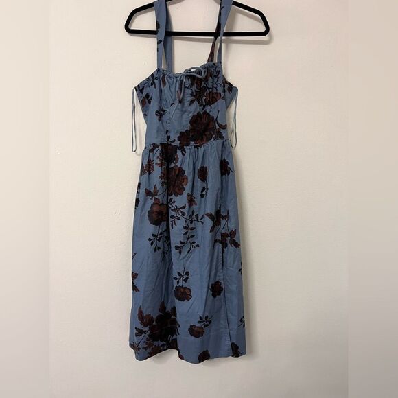 FREE PEOPLE Laters Baby Midi Dress in Storm blue and brown Combo Size Small - Picture 7 of 12